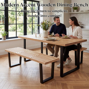 Solid Wood Dining & Entryway Bench with Metal Legs