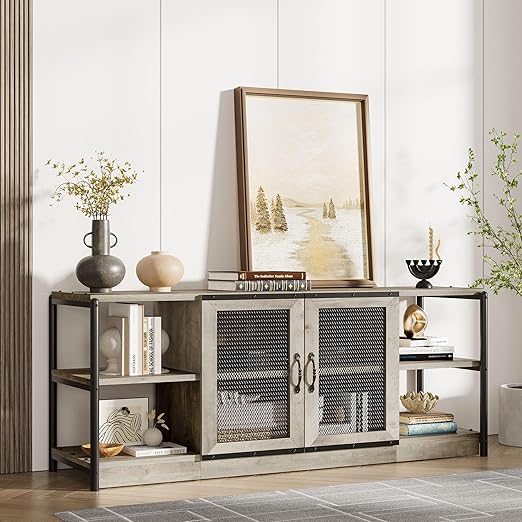 65-75 Inch Farmhouse TV Stand with Storage Cabinet