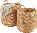 2-Piece Handwoven Water Hyacinth Nesting Baskets with Handles