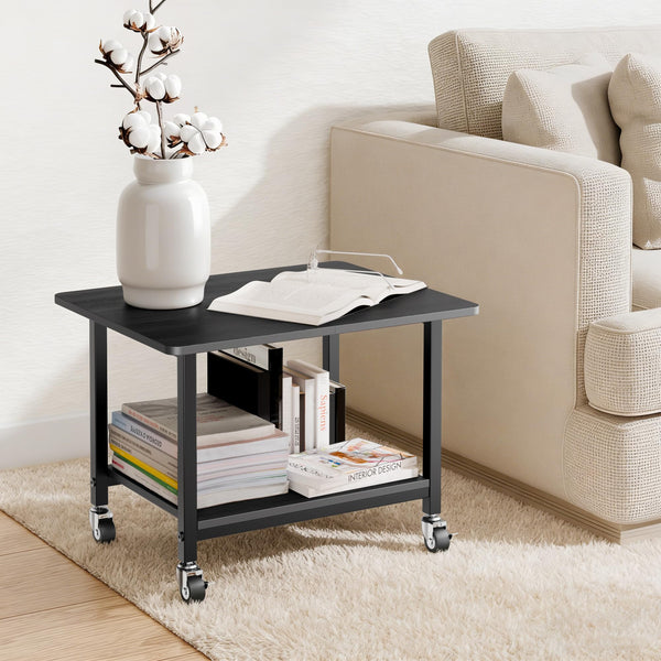 2-Tier Rolling Printer Stand with Lockable Wheels
