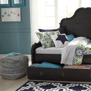 Chevron Handmade Woven Denim Pouf Ottoman