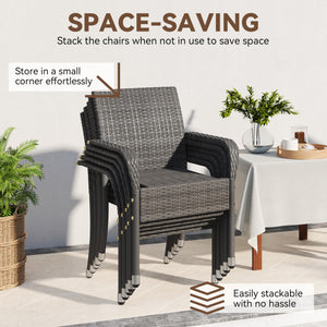 Stackable Outdoor Rattan Dining Chairs Set of 2