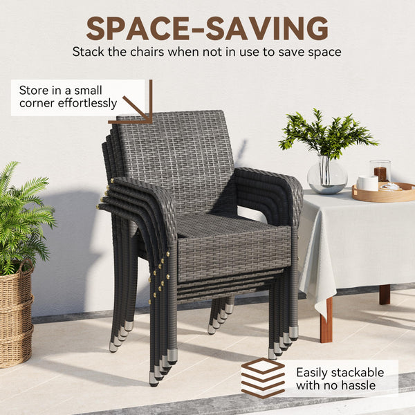 Stackable Outdoor Rattan Dining Chairs Set of 2