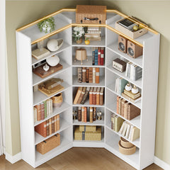 7-Tier Corner Bookshelf with Storage