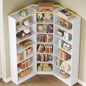 7-Tier Corner Bookshelf with Storage