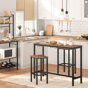 Industrial Bar Table Set with 2 Stools
