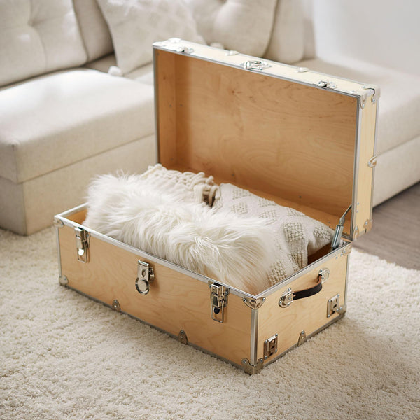 34 Inch Wood Storage Trunk with Soft-Close Lid