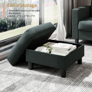 L-Shaped Sectional Sofa with Reversible Storage Ottoman