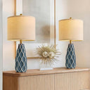 Ceramic Table Lamps Set of 2 - Modern Boho Bedside Lamp 20.75"