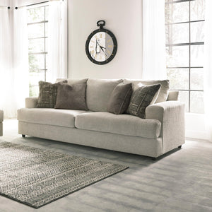 Cream Chenille Queen Sofa Sleeper with Accent Pillows