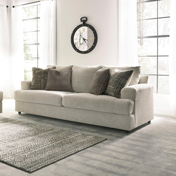 Cream Chenille Queen Sofa Sleeper with Accent Pillows