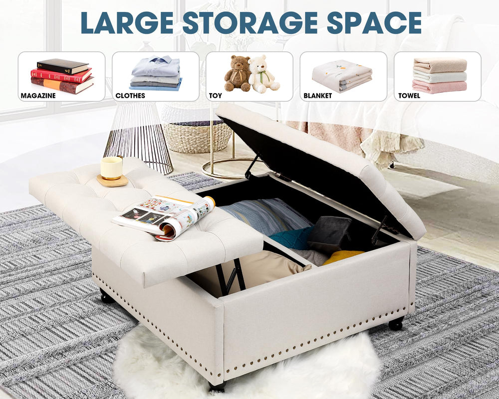 Large Square Storage Ottoman with Lift Top