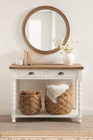 Round Woven Storage Basket Set of 2 – Natural Water Hyacinth
