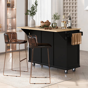 Rolling Kitchen Island with Storage & 3 Drawers