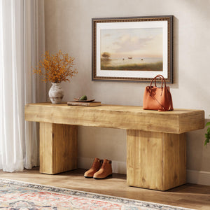Solid Wood Farmhouse Entryway Bench 47"