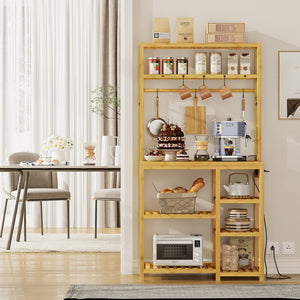 8-Tier Bamboo Bakers Rack with Power Outlets