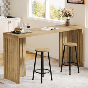 63-Inch Counter Height Bar Table with Louvered Base