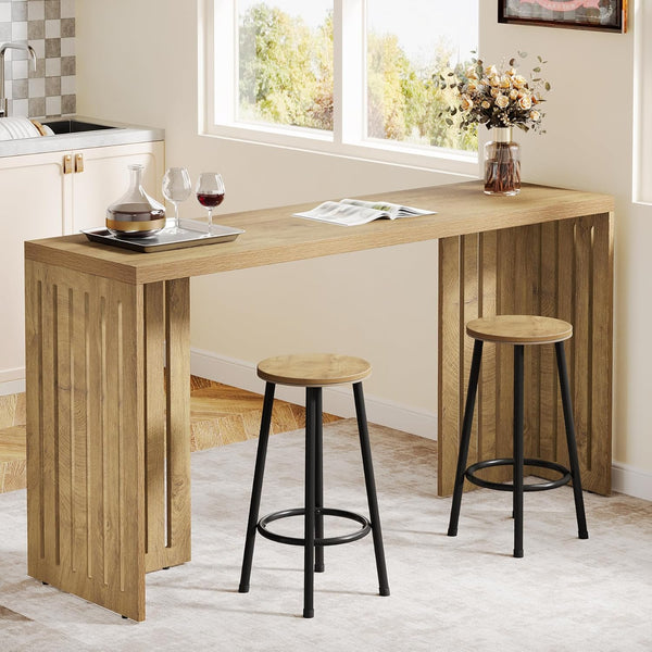 63-Inch Counter Height Bar Table with Louvered Base