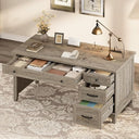Farmhouse Executive Desk with Drawers & Charging Station
