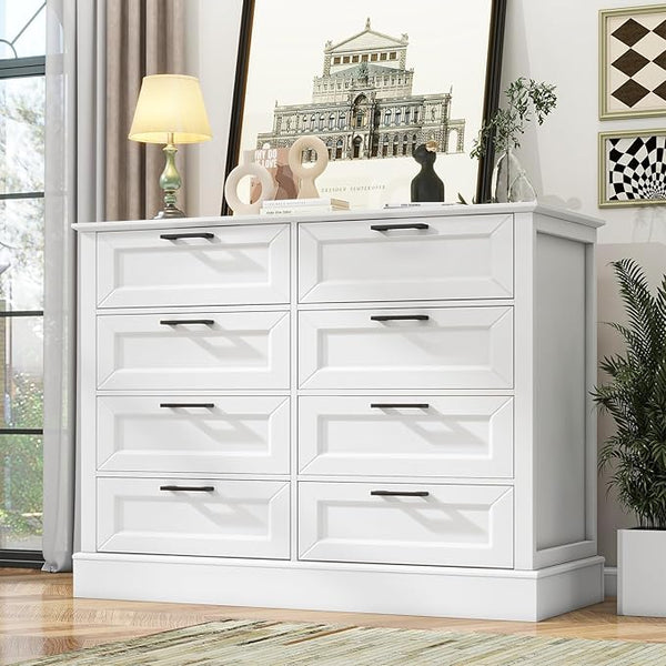 White 6-Drawer Tall Dresser – Modern Farmhouse Chest of Drawers