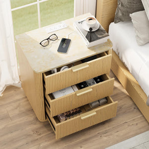 3-Drawer Nightstand Set of 2 with Charging Station