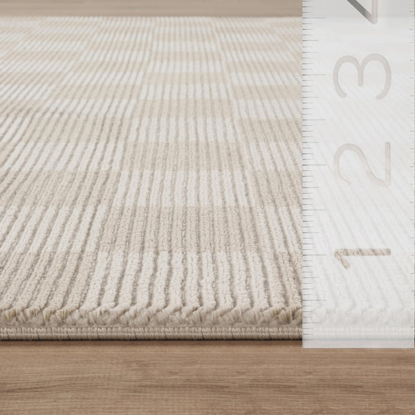 Cream Checkered Area Rug