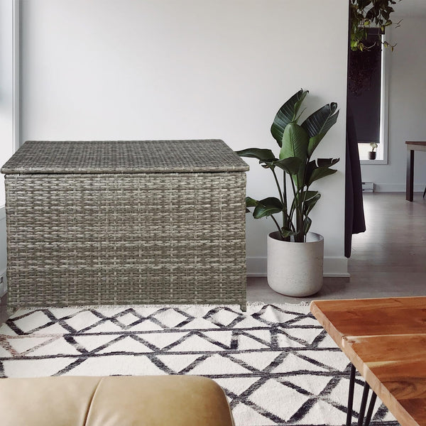 Handwoven Wicker Storage Trunk with Stay-Open Lid