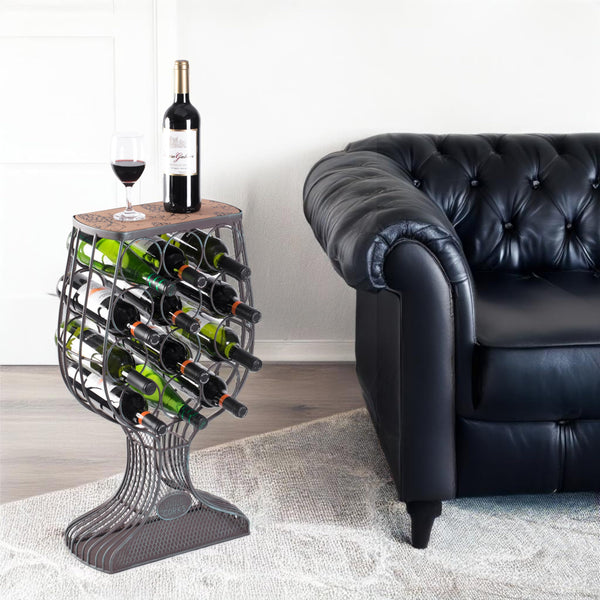Floor Standing Wine Rack with Cork Holder