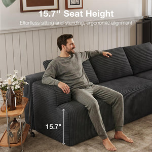 L-Shaped Modular Sectional Sofa with Coil Support