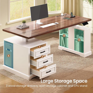 63" Electric Standing Desk with Drawers, Storage & Power Outlets