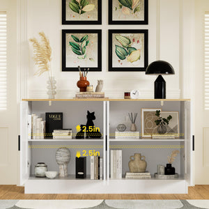 53" 4-Door Buffet Cabinet & Kitchen Sideboard with Adjustable Shelves