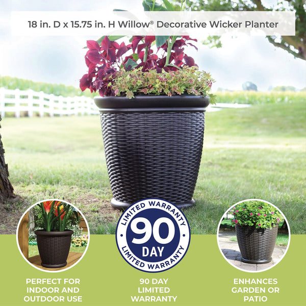 Wicker Planter Pot — Indoor & Outdoor, 16" & 18"