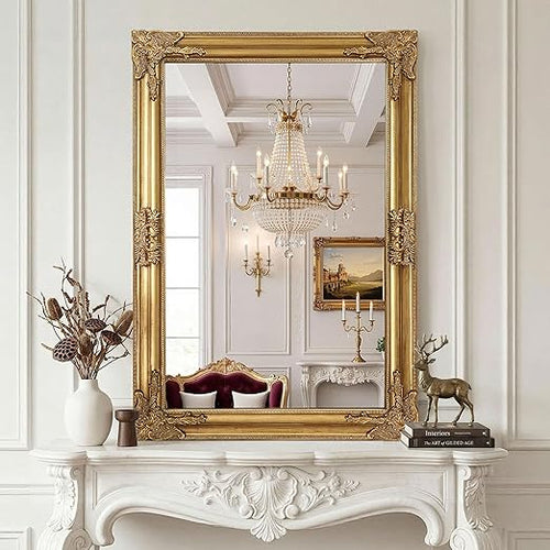 Vintage Gold Baroque Wall Mirror – Ornate Antique Frame