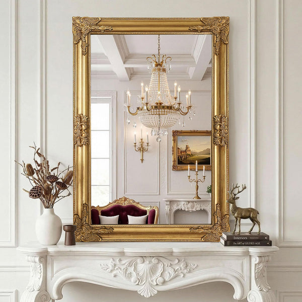 Vintage Gold Baroque Wall Mirror – Ornate Antique Frame