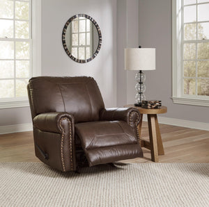 Traditional Leather Match Manual Recliner with Nailhead Trim