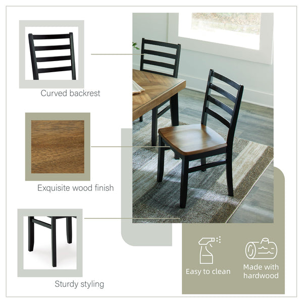 7-Piece Rectangular Dining Table Set with 6 Ladderback Chairs