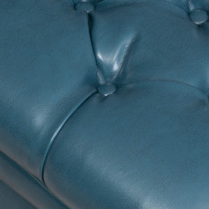 Teal PU Storage Ottoman