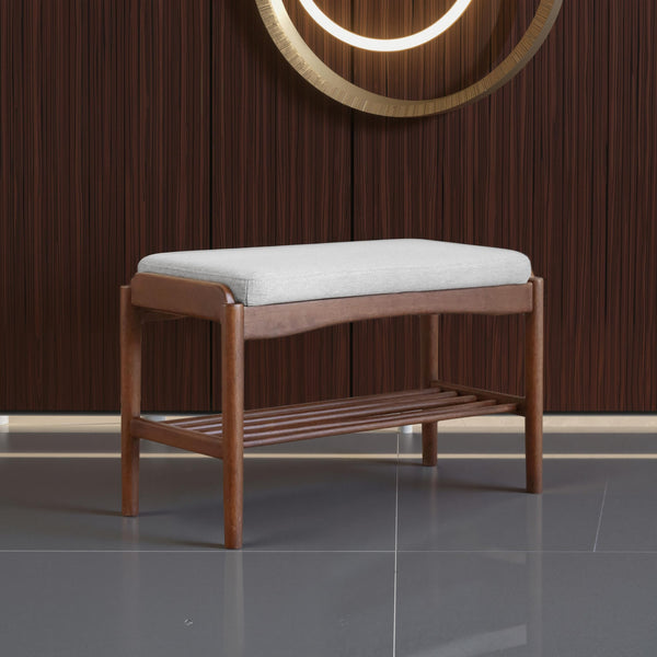 Black Walnut Shoe Bench with Cushion