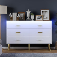 6-Drawer Wood Dresser with LED Light