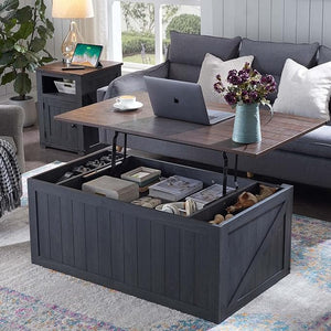 Lift Top Coffee Table with Sliding Barn Door