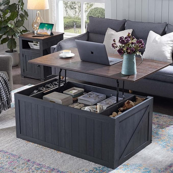 Lift Top Coffee Table with Sliding Barn Door