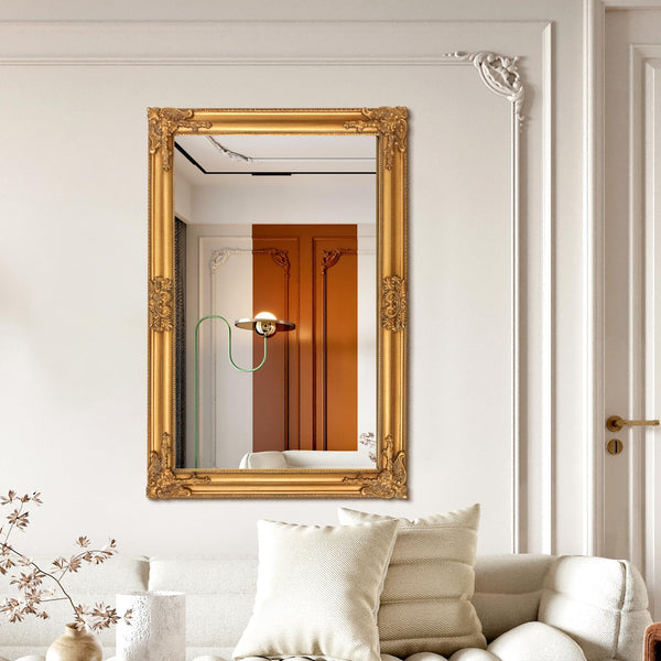 Baroque Gold Wall Mirror – Ornate Antique Rectangular Frame