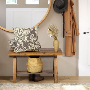 Solid Wood Farmhouse Bench – Rustic Indoor Entryway & Dining Seat