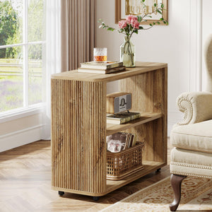 Narrow 3-Tier Side Table with Storage Shelves