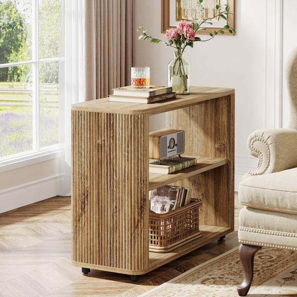 Narrow 3-Tier Side Table with Storage Shelves