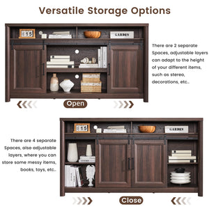 Farmhouse TV Stand with Sliding Barn Doors – Fits 80" TV