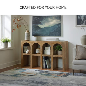 Mango Wood Console Sofa Table with 4 Shelves – Light Brown