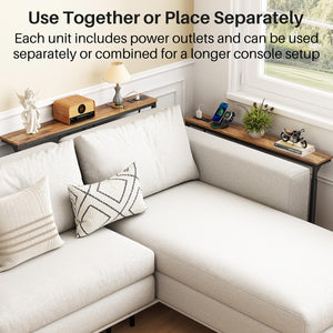 Extra Long Behind Couch Console Table with Power Outlets