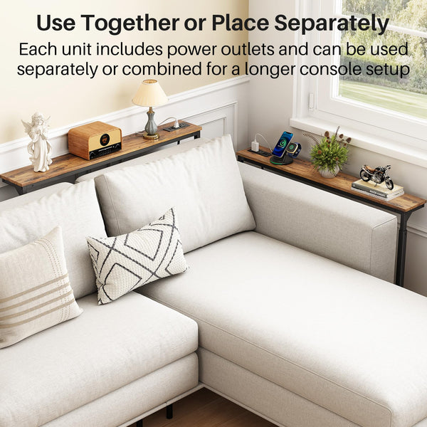 Extra Long Behind Couch Console Table with Power Outlets