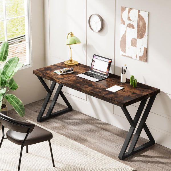 55-Inch Z-Shaped Metal Leg Computer Desk